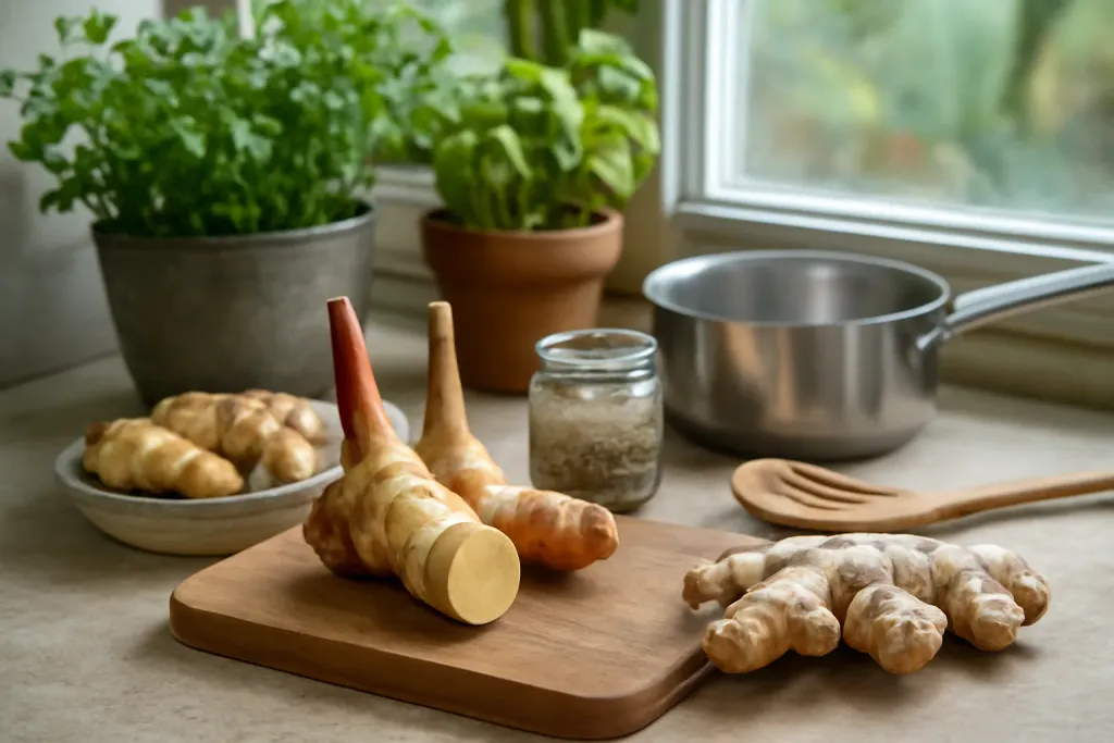 Editorial photo illustrating galangal vs ginger