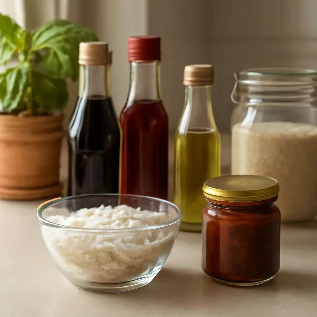 AI-generated editorial product photograph (not the exact linked listing) of thai pantry starter set